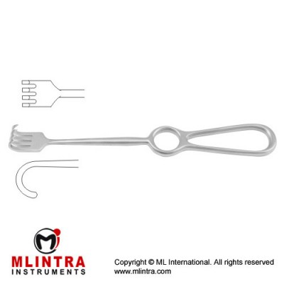 Kocher Retractor 4 Blunt Prongs Stainless Steel, 22 cm - 8 3/4"